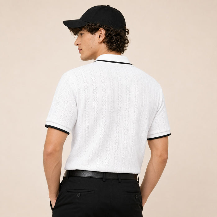 ARZO Luxe Knit Polo – Ivory Edge Edition