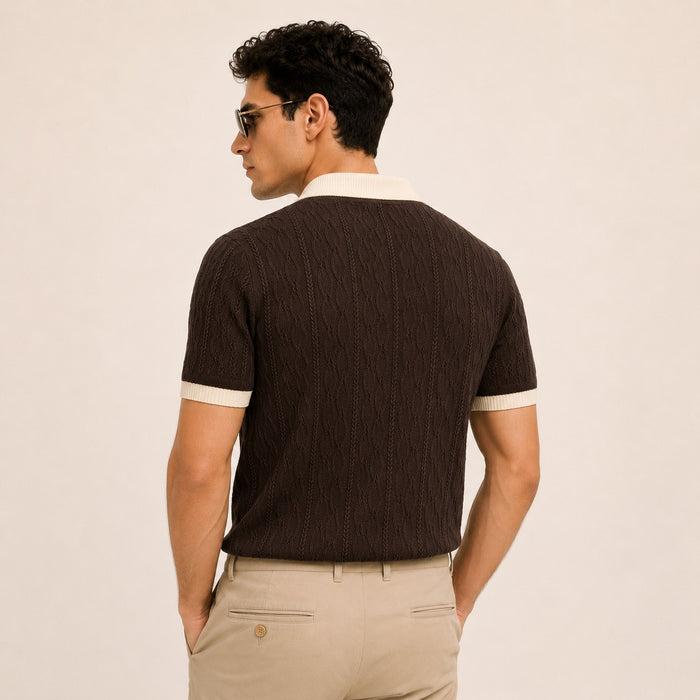 ARZO Monaco Knit Polo – Chocolate Brown | Premium Quality