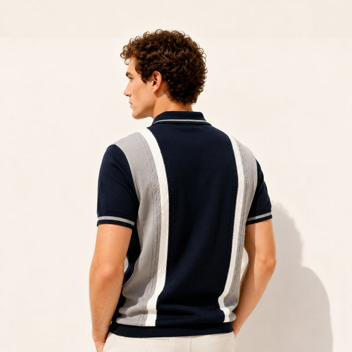 ARZO Navy Contrast Classic Polo | Premium Quality