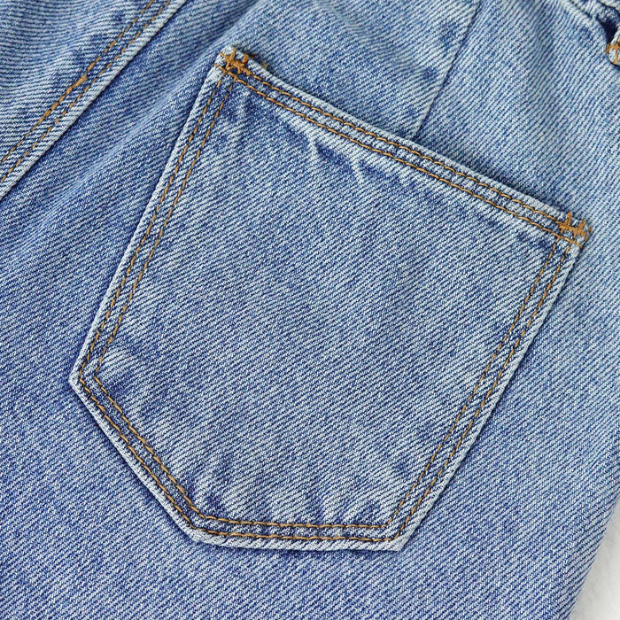 Baby Girls Boys Jeans, 12M-5T Kids Ribbed Waist with D-Rings Denim Pants