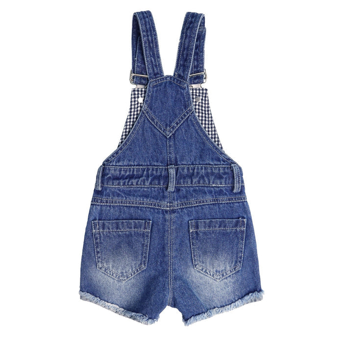 Baby Girls Denim Shortalls, Little Boys Ripped Raw Edge Hem Jeans Summer Shortalls
