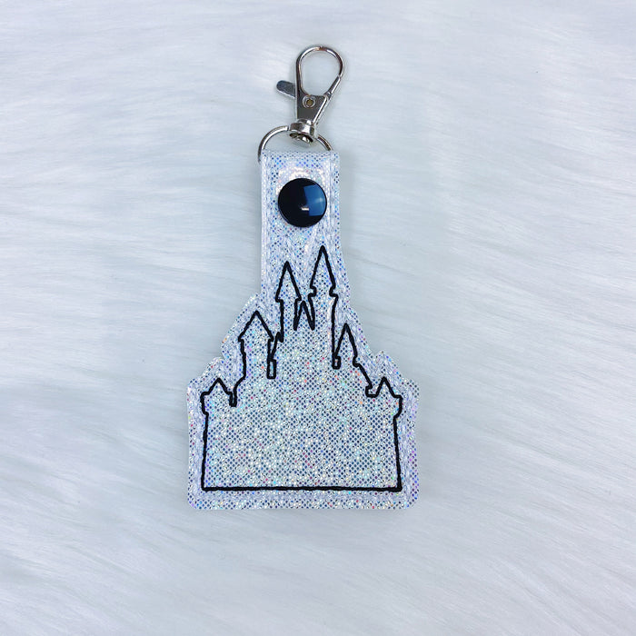 Castle with Black Stitching + Black Snap Feltie Snap-Tab Charm