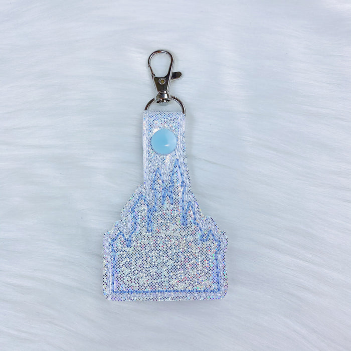 Castle with Light Blue Stitching + Light Blue Snap Feltie Snap-Tab Charm