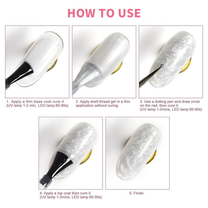 RARJSM® Classic Series Thread Pearl Gel Nail Polish 6 Colors Set