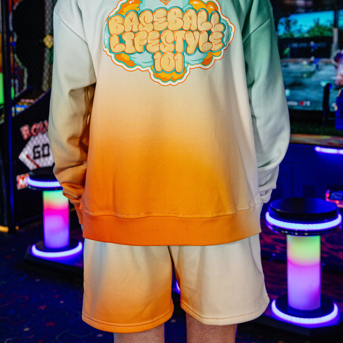 Adult model wearing Cotton Candy Tangerine Freeze shorts