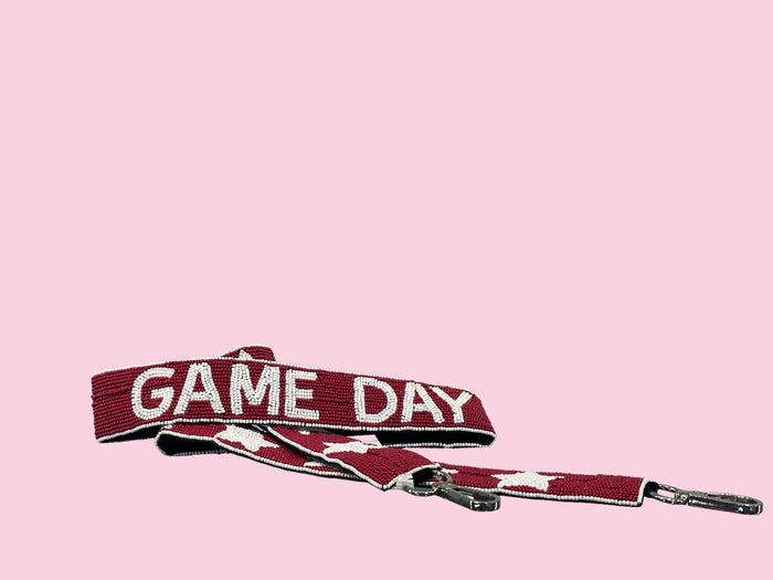 Camel Threads Crimson Game Day beaded bag charm strap with colorful beads and decorative details for handbags.