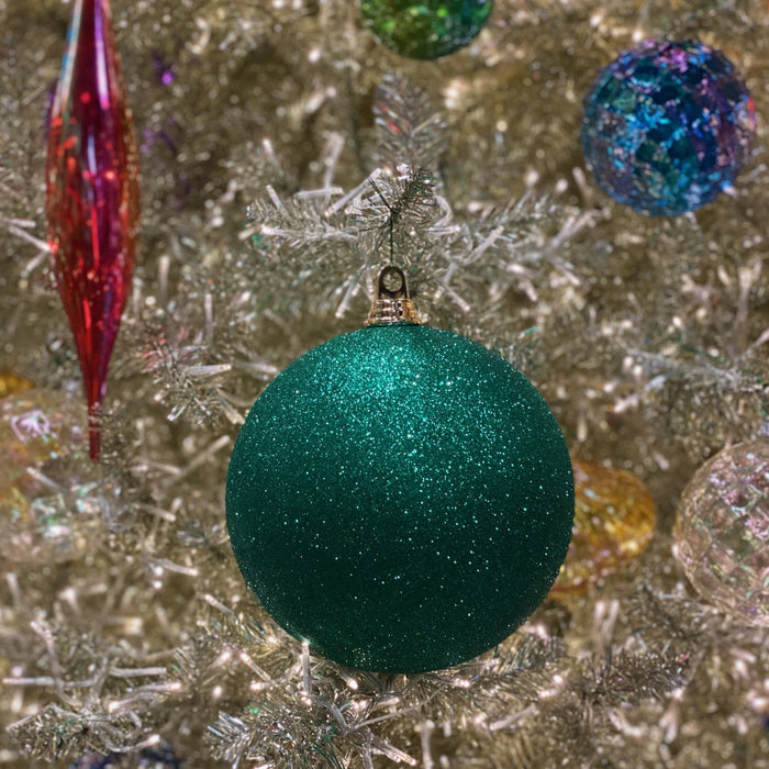 Emerald Green Glitter Ball Ornament, 6"