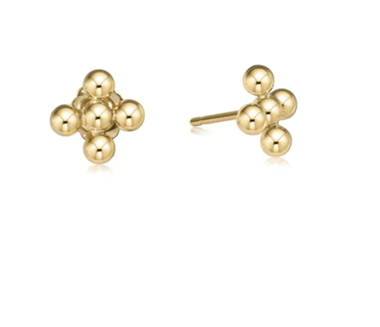 Enewton Classic Beaded Signature Cross Stud 4mm Earrings in at Wrapsody