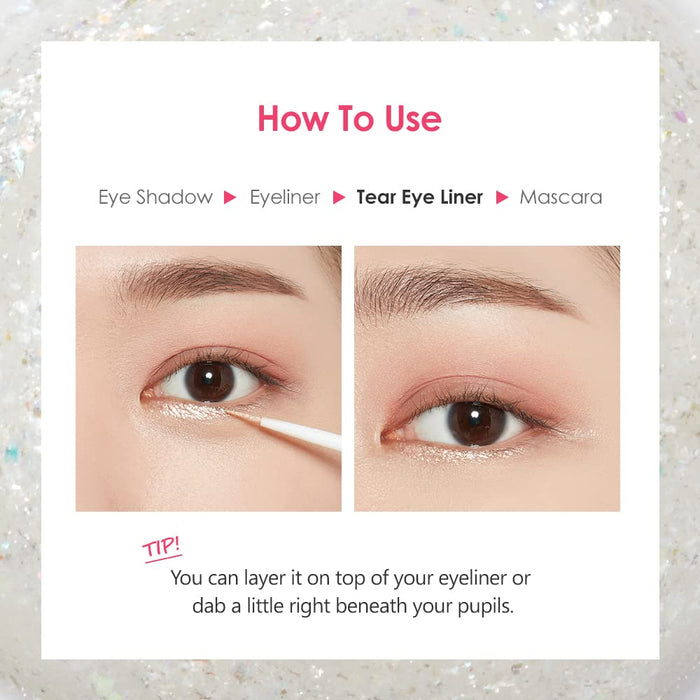 ETUDE Tear Eye Liner 01 White Crystal Pearl لاينر العيون السائل اللامع