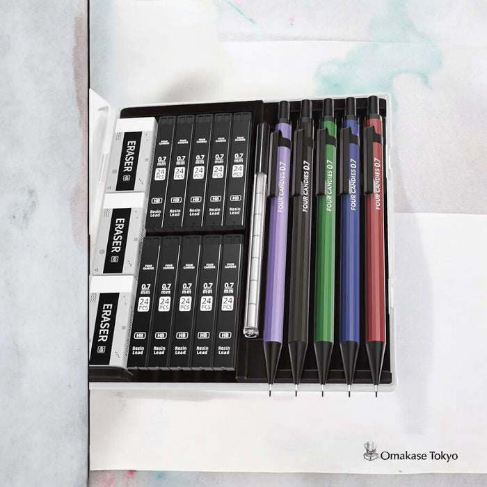 Four Candies 0.7mm Metal Mechanical Pencil Set