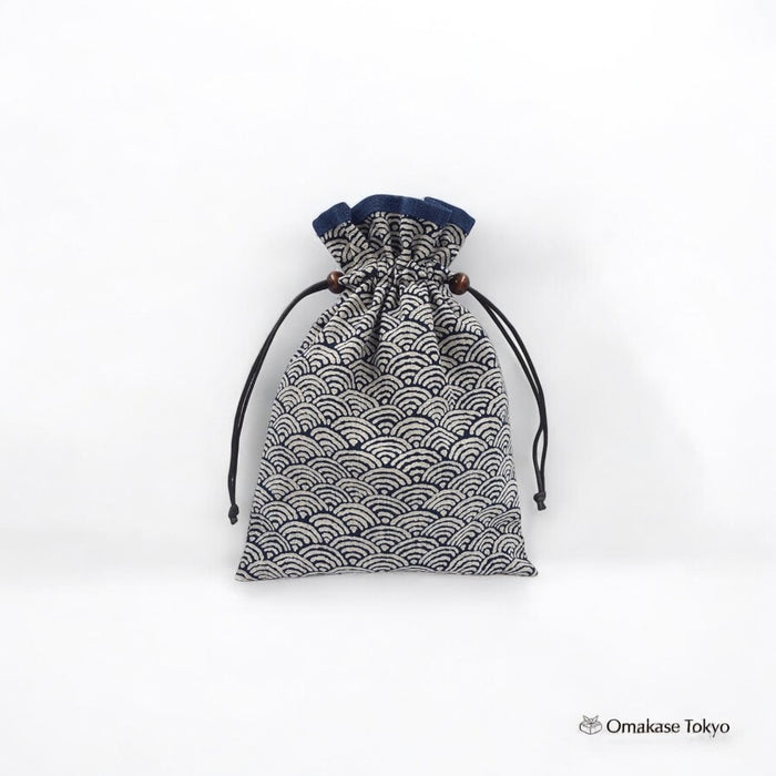 FUJITA Handcrafted Drawstring Bag-Navy