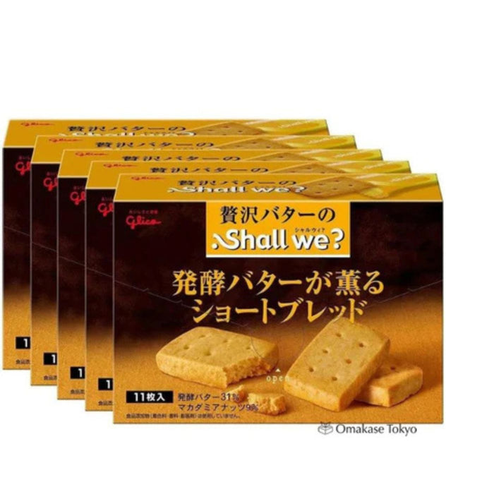 Glico Shall We Butter & Macadamia Shortbread 11 Pieces (Pack of 5)