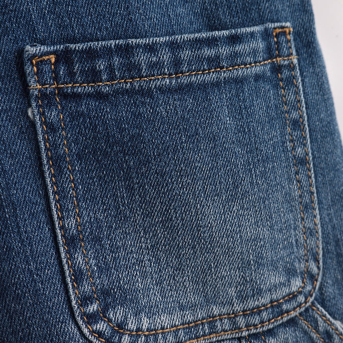Kids' Denim Bib Overalls, Little Big Kids 3 Buttons Both Sides Jean Dungarees Pants
