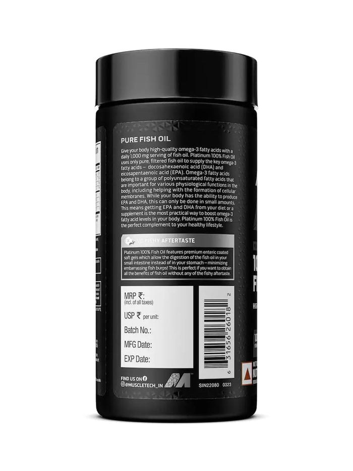 MuscleTech Platinum 100% Fish Oil Omega-3 Softgels (100 Softgels)