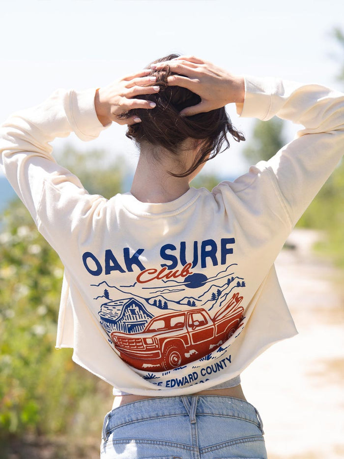 OAK SURF CLUB TRUCK CROPPED CREW - CREAM T-SHIRTS OAK CLOTHING CO.