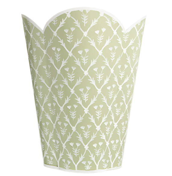 Pale Green and White Tulip Tissue Holder or Wastepaper Basket by The Enchanted Home