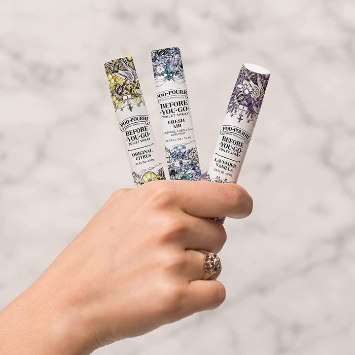 Poo-Pourri Before-You-Go Toilet Spray On-The-Go Set 3 Pack Travel Size 10 mL