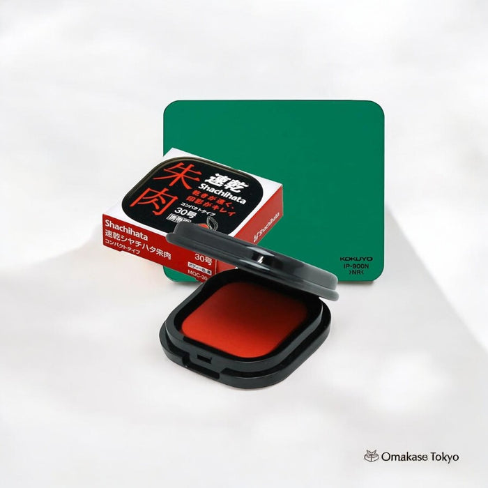 Shachihata Quick-Dry Red Ink & Kokuyo Imprint Mat Set