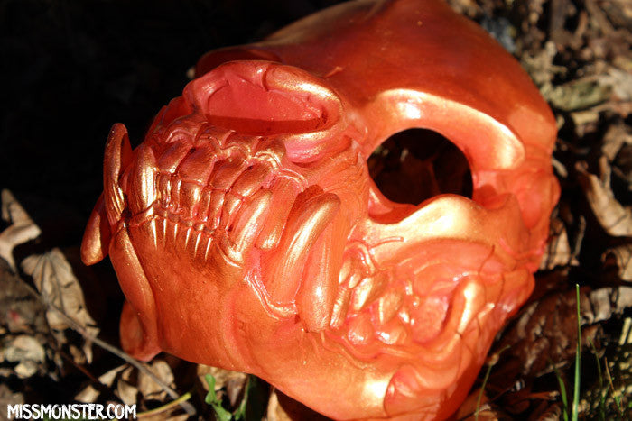 SKULL MASK- TRANSLUCENT GOLD RED