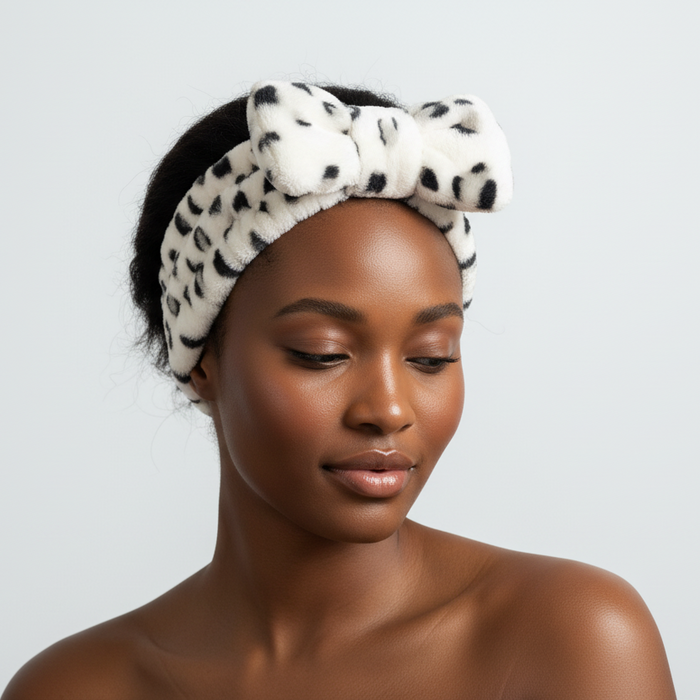Spa Headband - Fluffy White Leopard