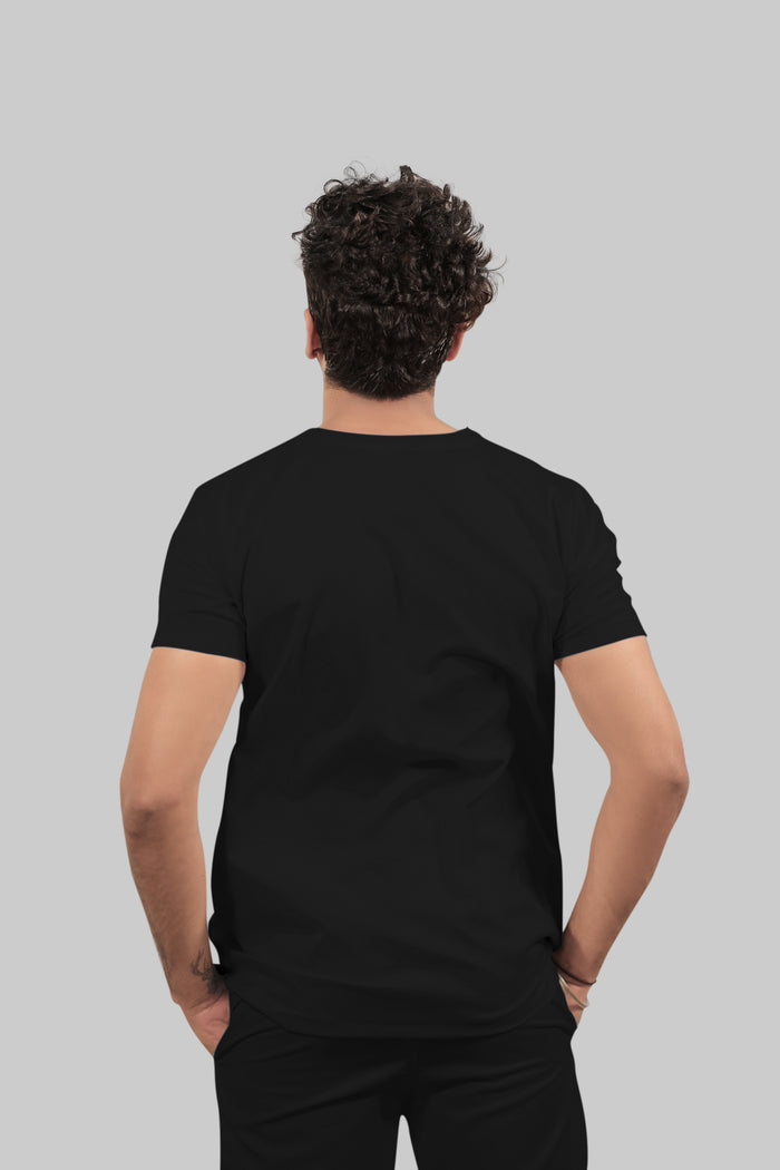 Stretchable (4Way) Men Black V-Neck With Straight Pant Scrub Set