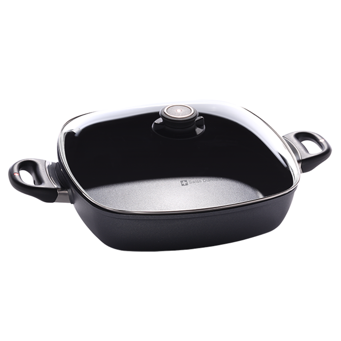 SWISS DIAMOND 5-QUART INDUCTION NONSTICK SQUARE CASSEROLE WITH LID