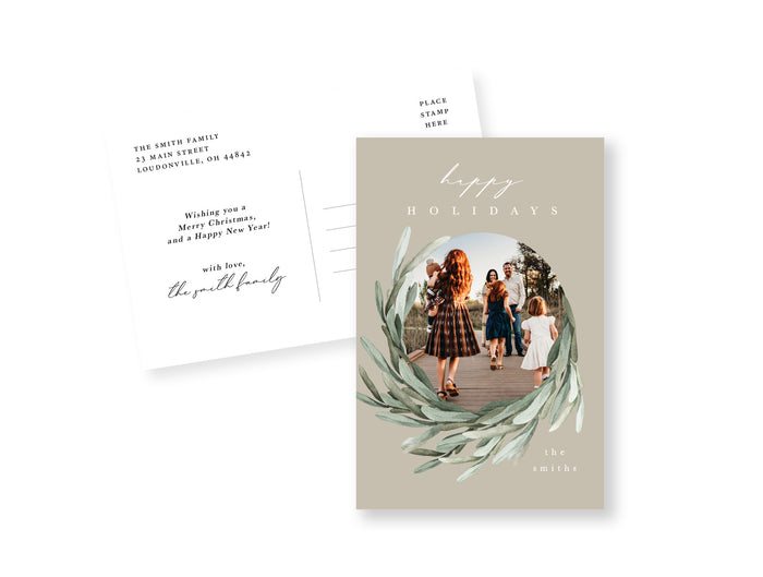 Taupe + Greenery Postcard