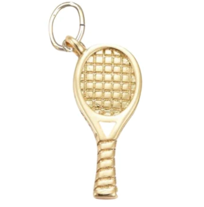 Tennis Racquet Gold Charm Charm in at Wrapsody