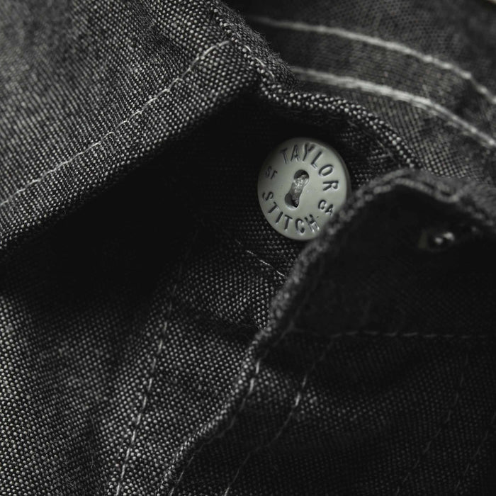 The Short Sleeve Popover in Charcoal Chambray