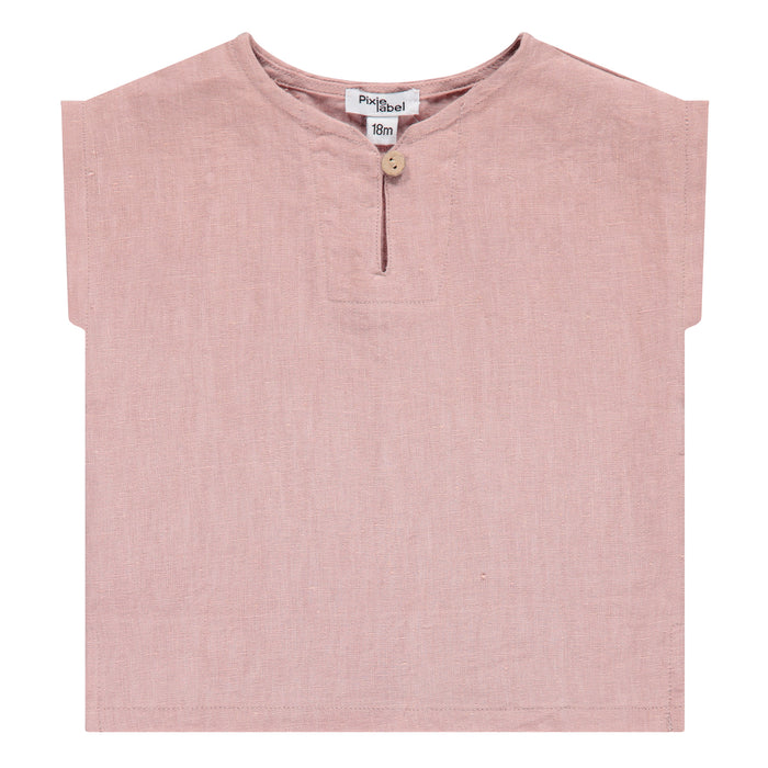 top s/s linen - dusty pink
