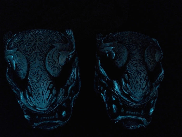 TRANSLUCENT RED, GLOW IN THE DARK PANTHER MASK