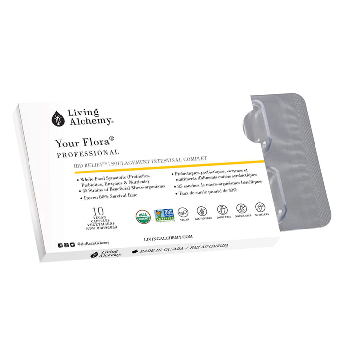 Packet of Living Alchemy Your Flora Professional IBD Relief 10 Capsules