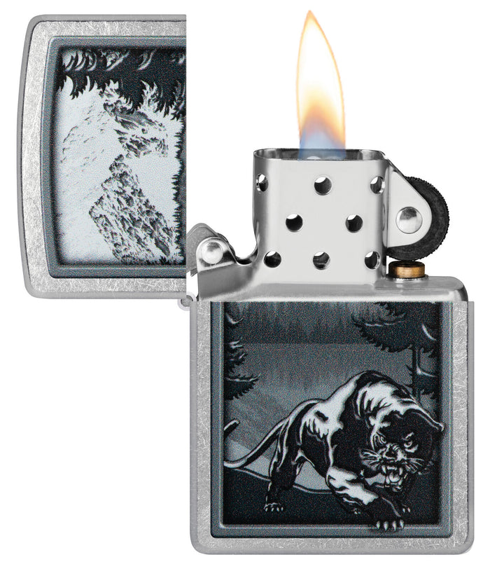 Zippo Mountain Lion Design Street Chrome 48381