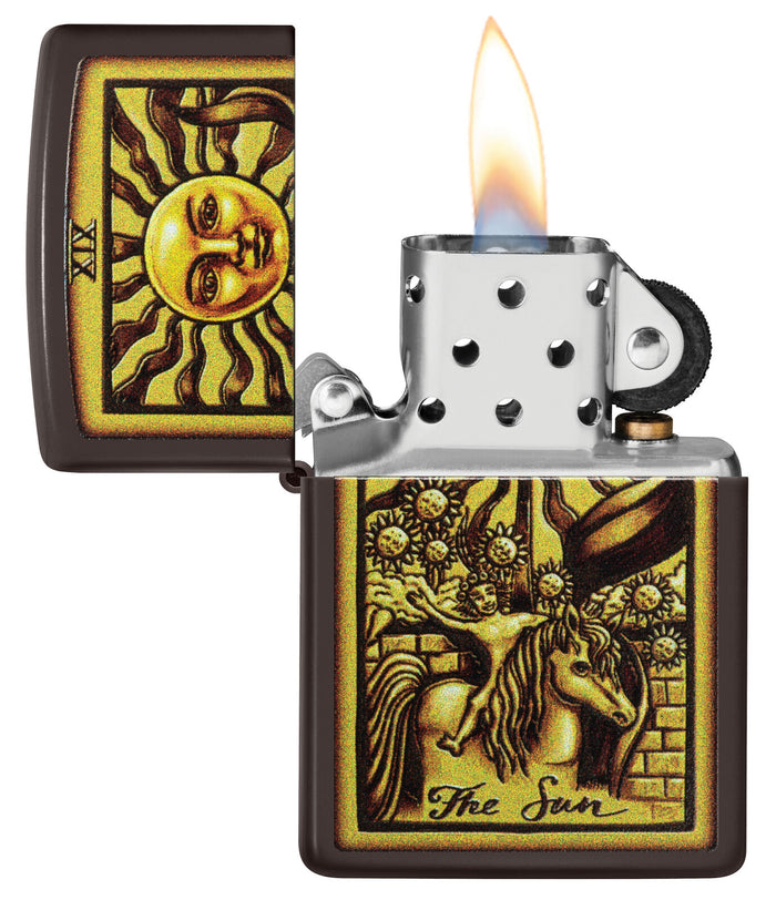 Zippo The Sun Tarot Card Design Brown 48452