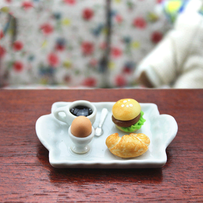 Burger Plate - Dollhouse Food 1/12 Scale in situ