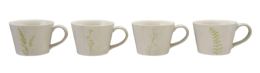 12 oz. Debossed Stoneware Mug with Botanicals