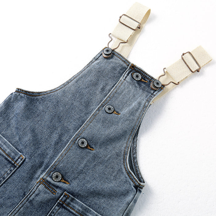 12M-4T Baby Girls Denim Overalls, Cardigan Style Jeans Workwear