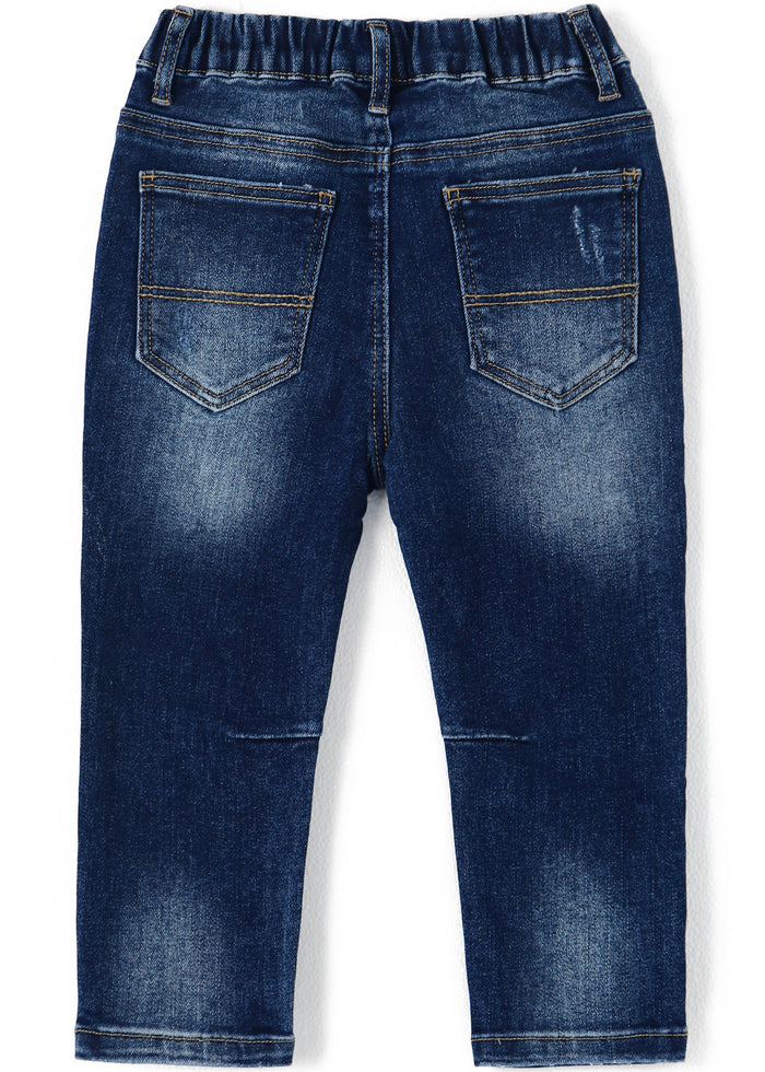 12M-5T Little Girls Ruffled Elastic Waist Diagonal Pocket Denim Jeans