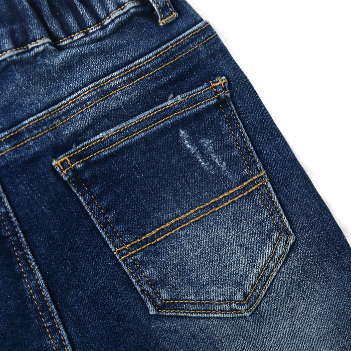 12M-5T Little Girls Ruffled Elastic Waist Diagonal Pocket Denim Jeans