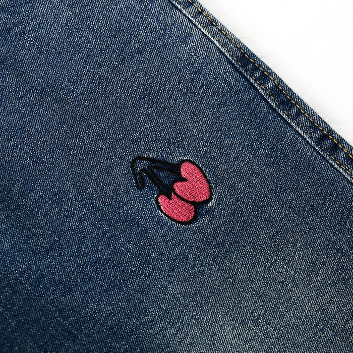 3-13T Girls Jeans, Ribbed Elastic Waist Embroidered Denim Pants