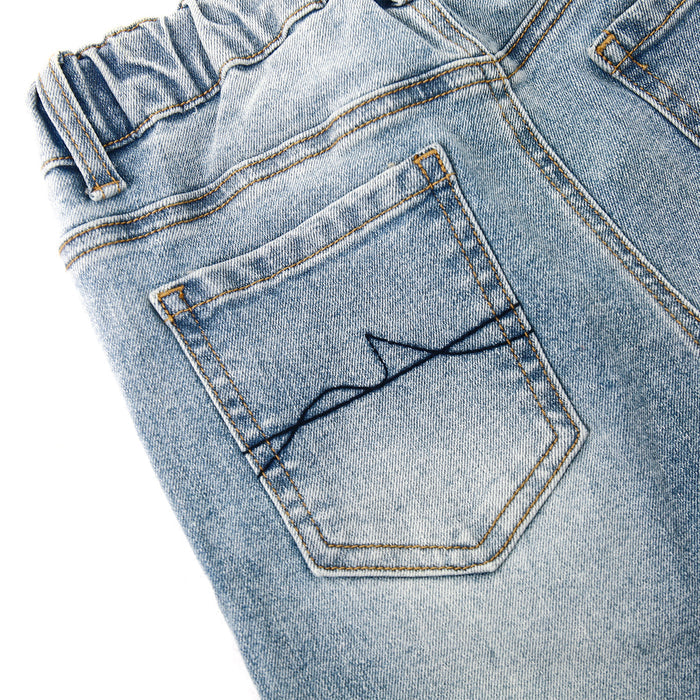 5-13T Girls Wide Leg Jeans, Ribbed Elastic Waist Pull on Denim Pants