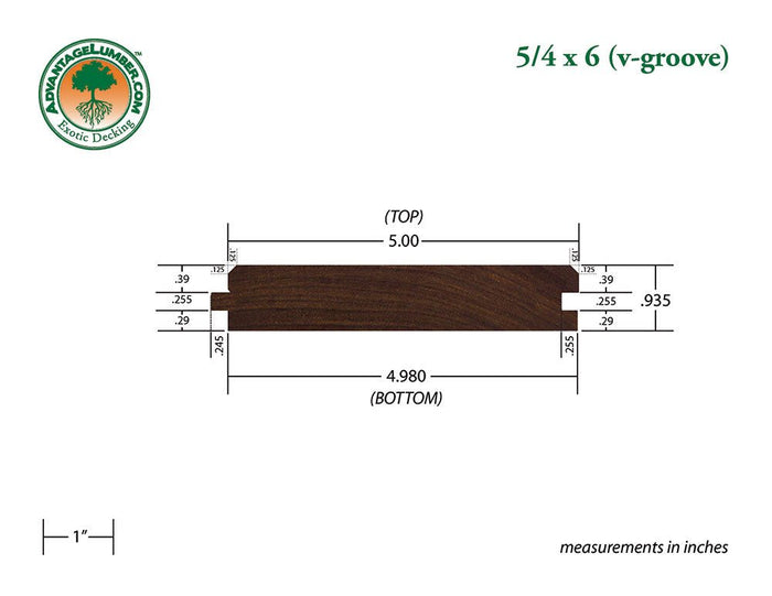 FSC® 5/4x6 Ipe 45° V-Groove - Advantage Lumber