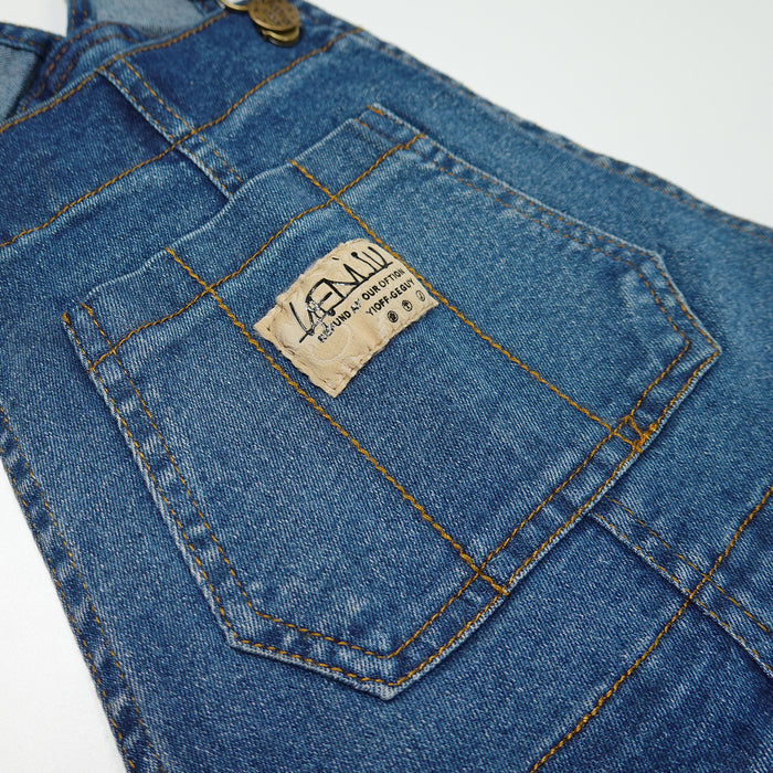 6-14T Girls Denim Overalls, Elastic Band Inside Flap Pockets Soft Stretchy Jeans Jumpsuit