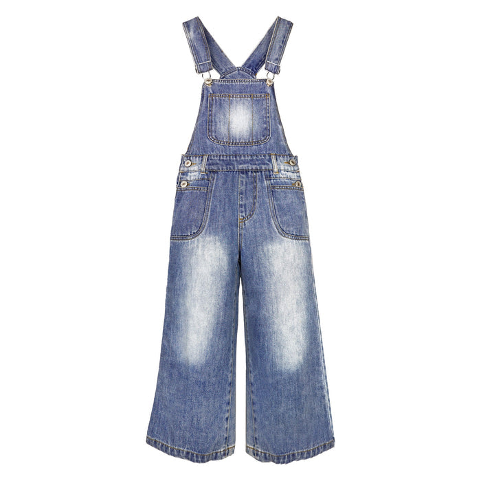 6-14T Girls Denim Overalls, Little Big Kids' Jean Dungarees Pants