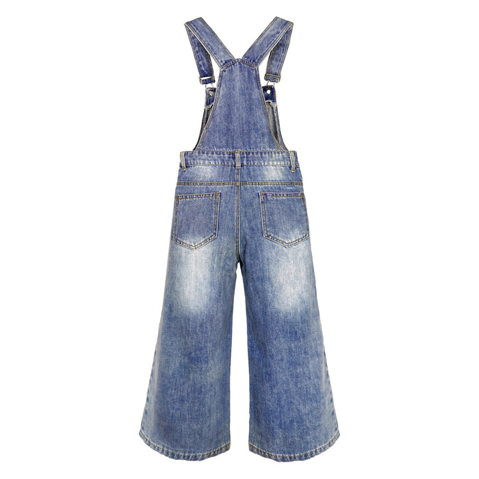 6-14T Girls Denim Overalls, Little Big Kids' Jean Dungarees Pants