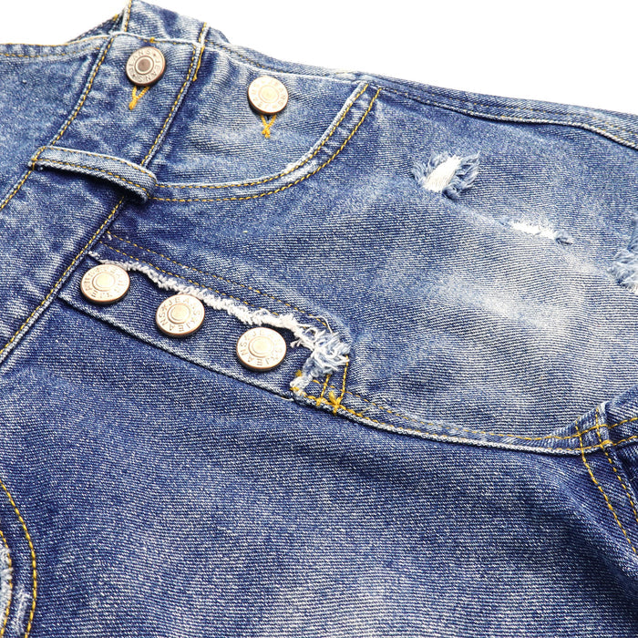 6-14T Girls Denim Shotalls, Damaged Fashion Raw Edge Hem Jeans Summer Shorts