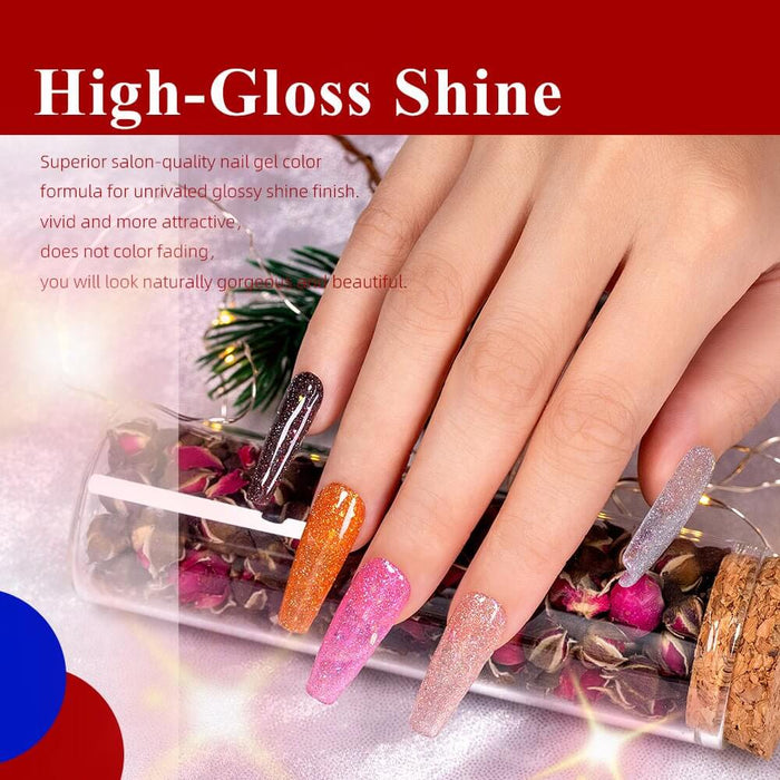 ✨NEW IN🔥RARJSM ® 6 Colors Brilliant fireworks Glitter Gel Nail Polish Set | 6pcs 7.5ml