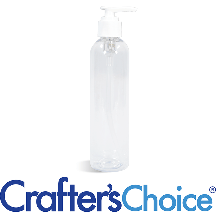 8 oz Clear Bullet Bottle with White Ribbed Saddle Pump