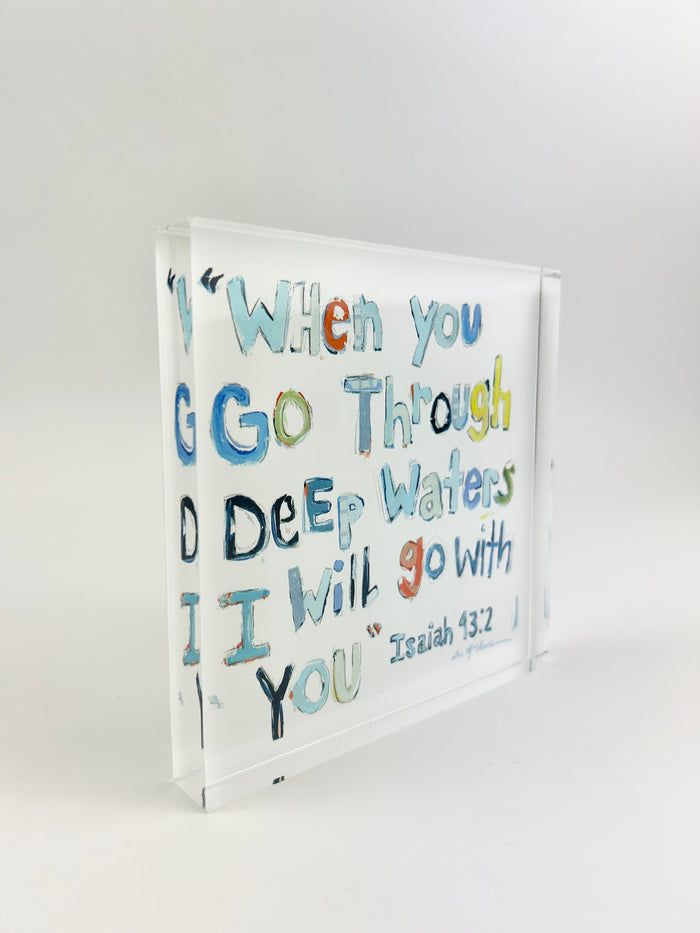 Acrylic Block Isaiah Blue Home Decor in  at Wrapsody