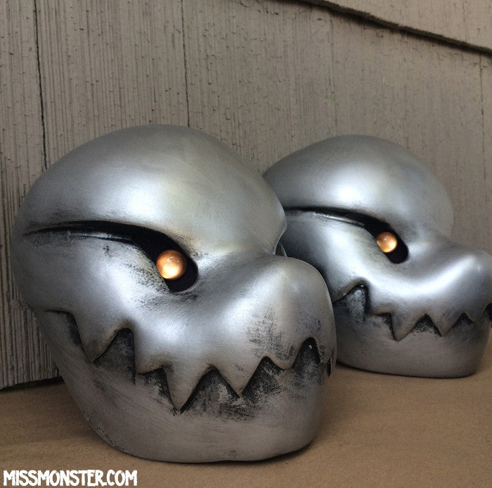 AGED SILVER CHOMPY MASK- READY TO WEAR, READY TO SHIP